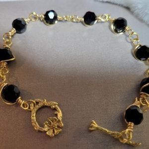 Beautiful Black & Gold wire wrapped BRACELET
